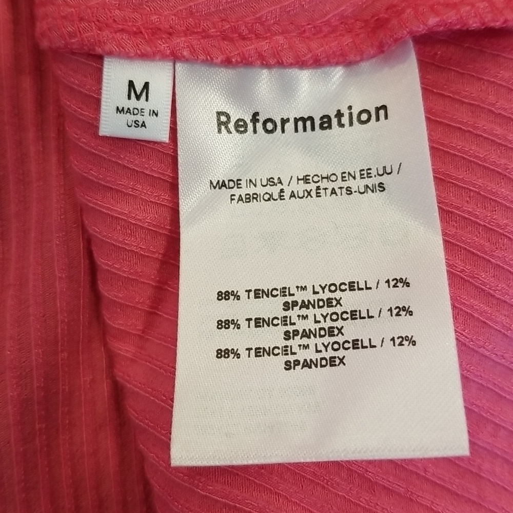 💕REFORMATION💕 Pete Dress ~ Snapdragon Pink Ribbed Medium M NWT - Picture 14 of 14